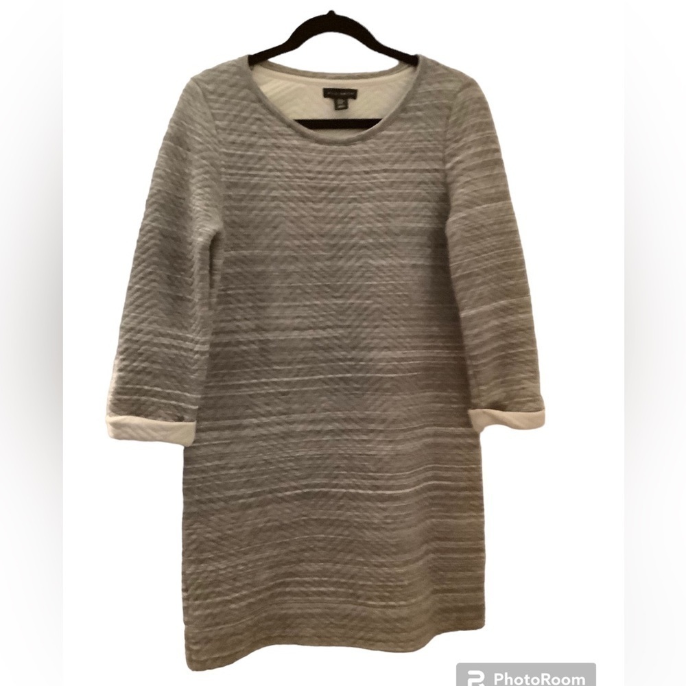 Willi Smith sweater dress size M. Gray and cream.  Quilted cotton/rayon …